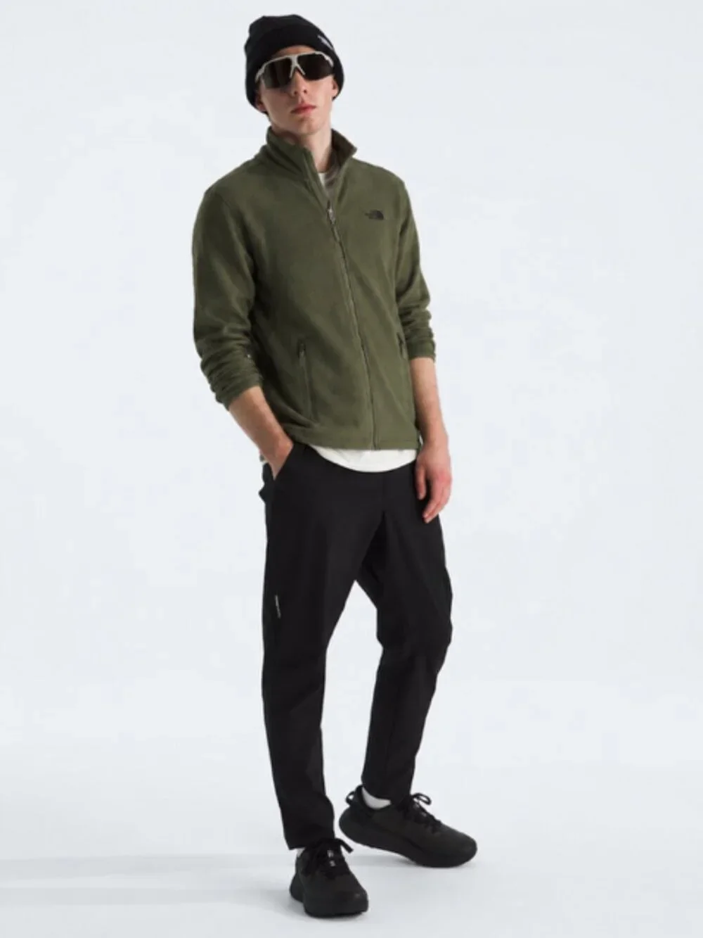 The North Face Men’s Woodland Green &Black Fleece Full-Zip Jacket